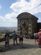 students look at historical architecture at the Medici Gardens